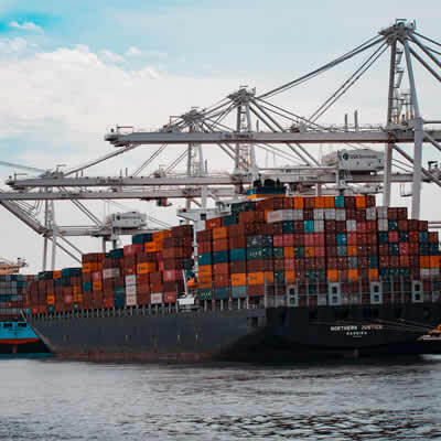containers on a ship for ports management