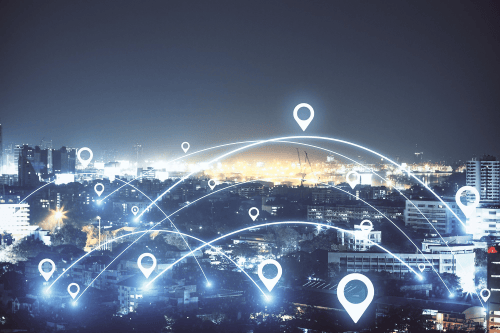 gps location tags cityscape banner