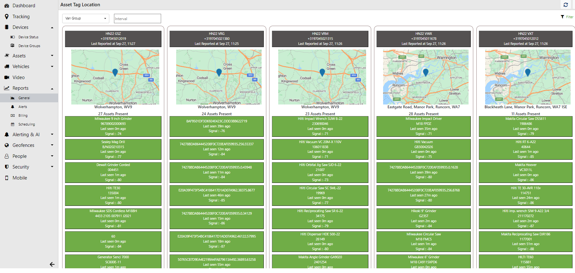 asset tag status screen