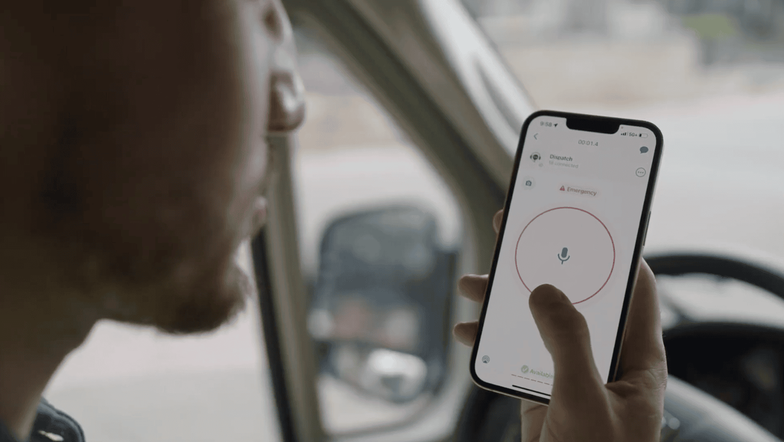 Man using push to talk over cellular app on his phone